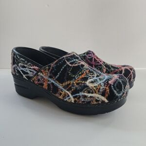 Dansko Black Confetti Scribble Wool Yarn Professional Comfort Clogs